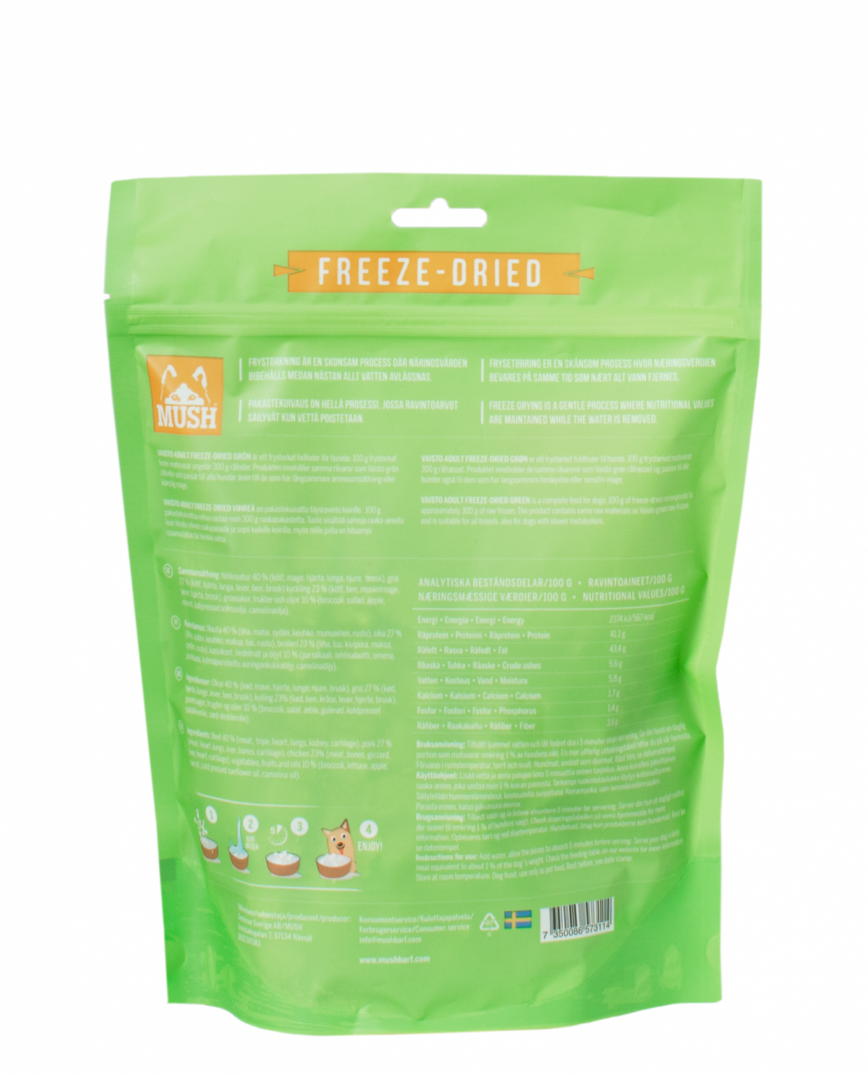 MUSH Vaisto® Grøn Freeze-Dried – skånsomt frysetørret hundefoder - Image 3